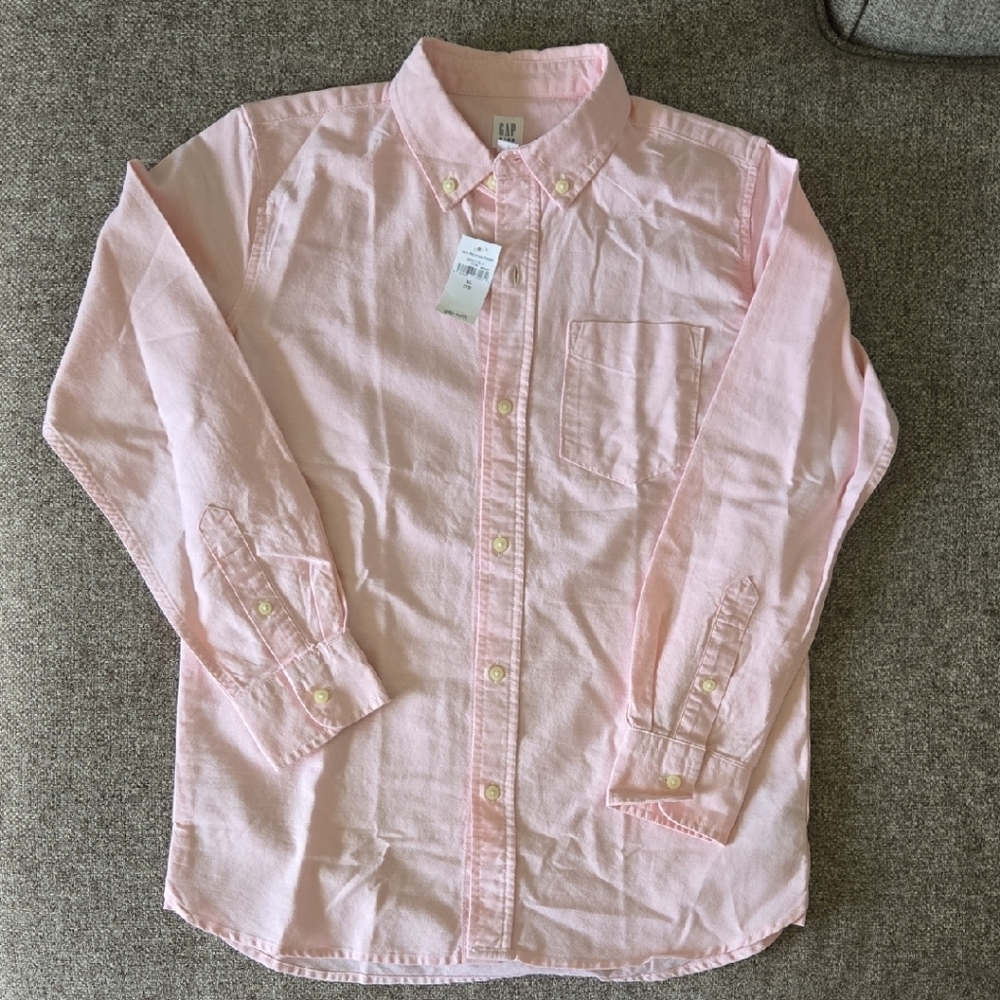 NWT GAP Boys Pink Button Down Shirt Size XL 12
